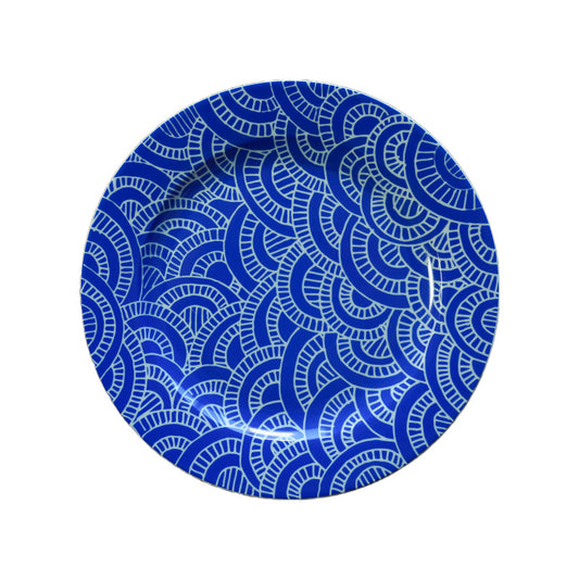 White and Blue Geometric Porcelain Plates
