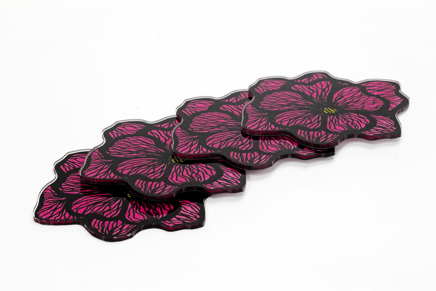 Fucsia Flower Acrylic Coaster