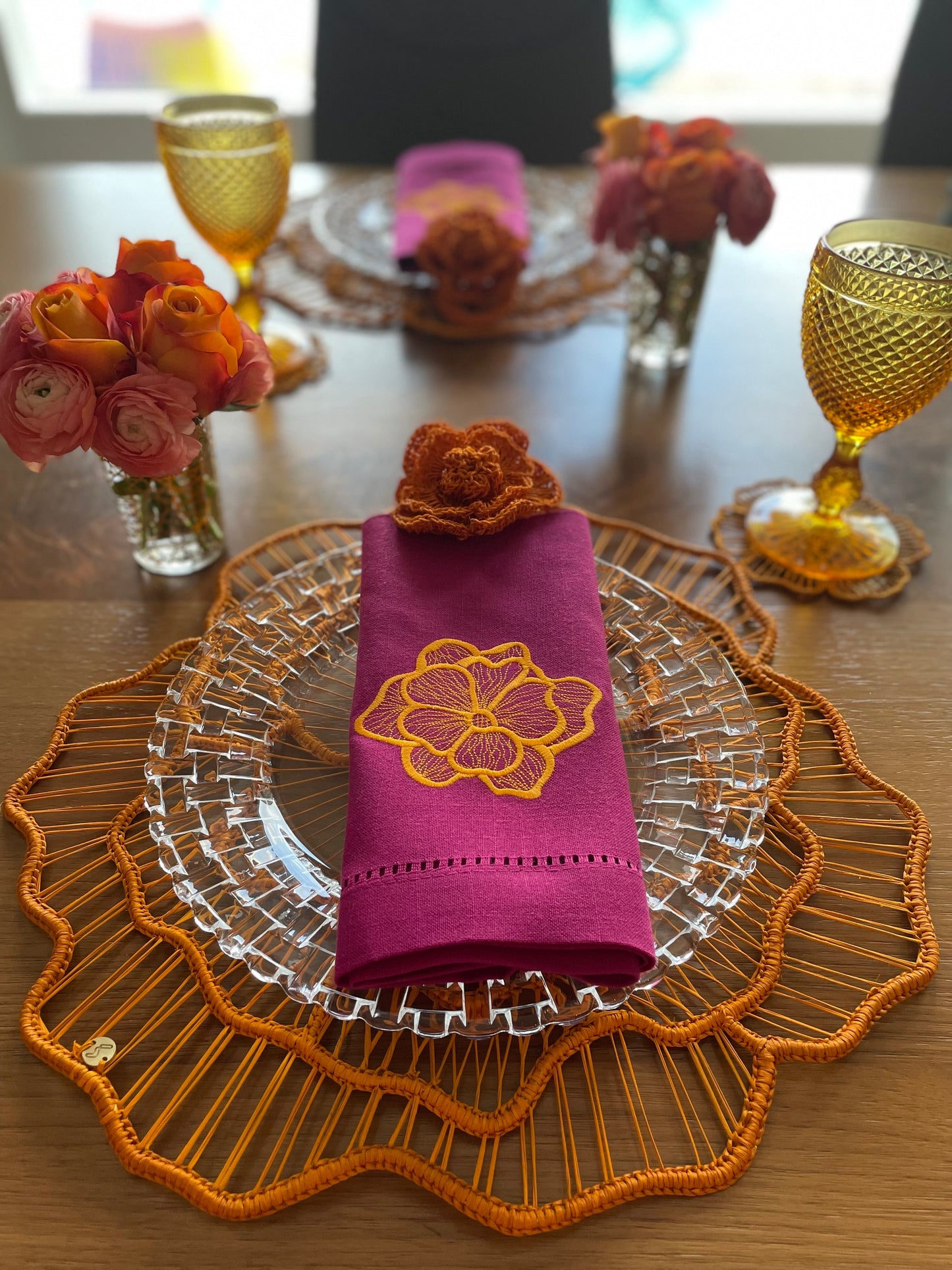 Artisan Orange Flower Napkin Ring