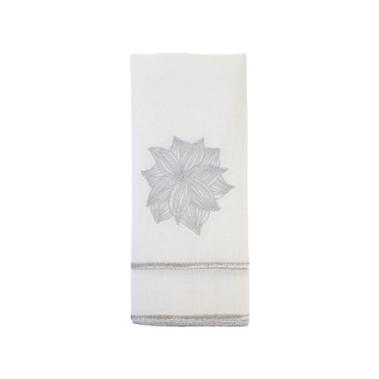 Silver Flower Embroidered Napkins