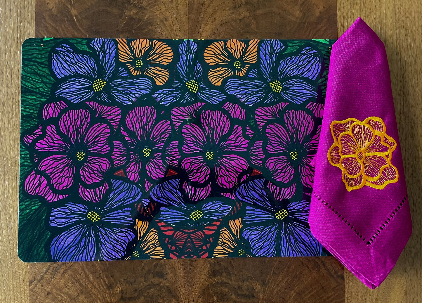 Fucsia and Orange Linen Napkins