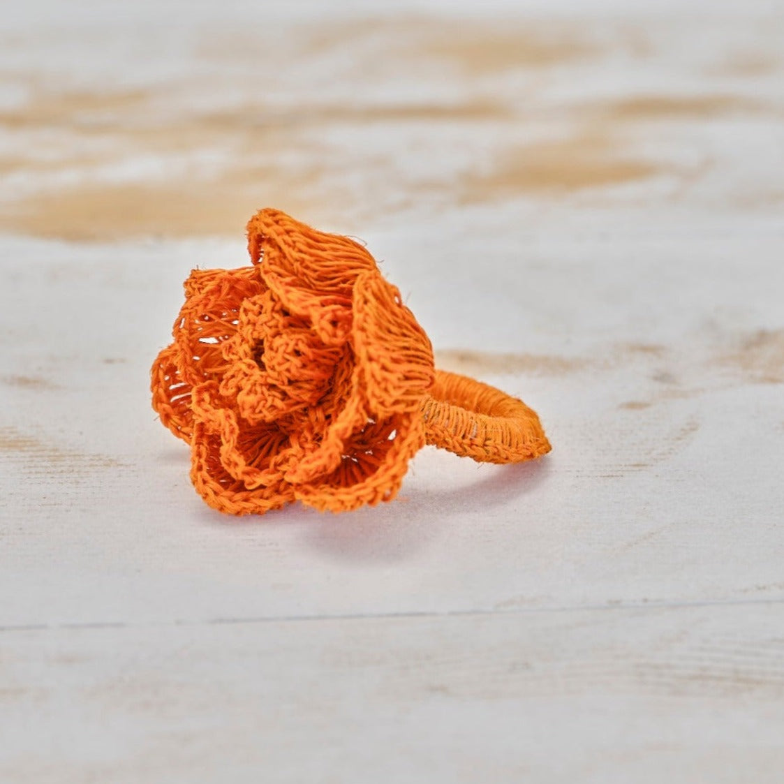Artisan Orange Flower Napkin Ring
