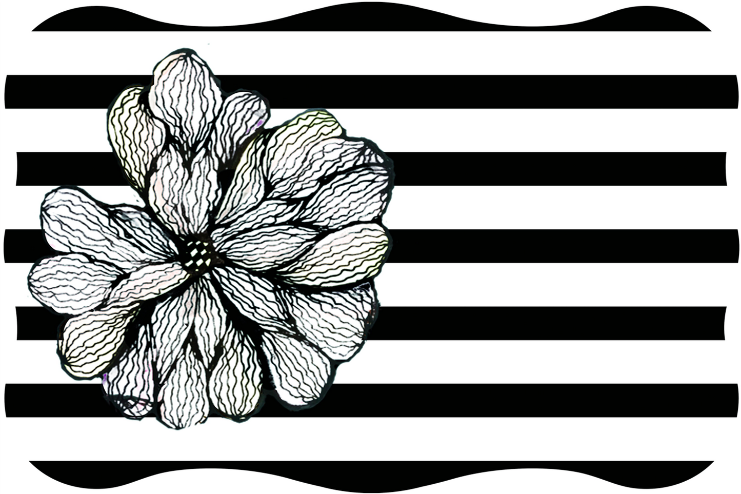Black and White Wavy Double Sided Vinyl Placemats