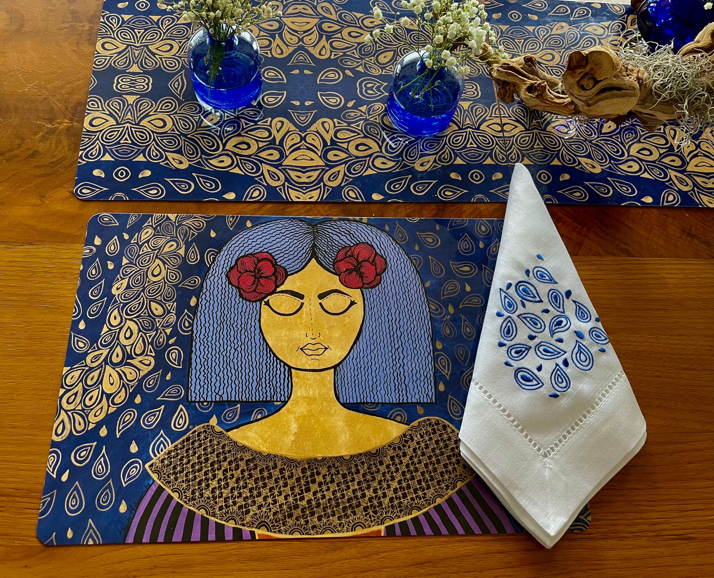 Menina Blue Embroidered Napkins