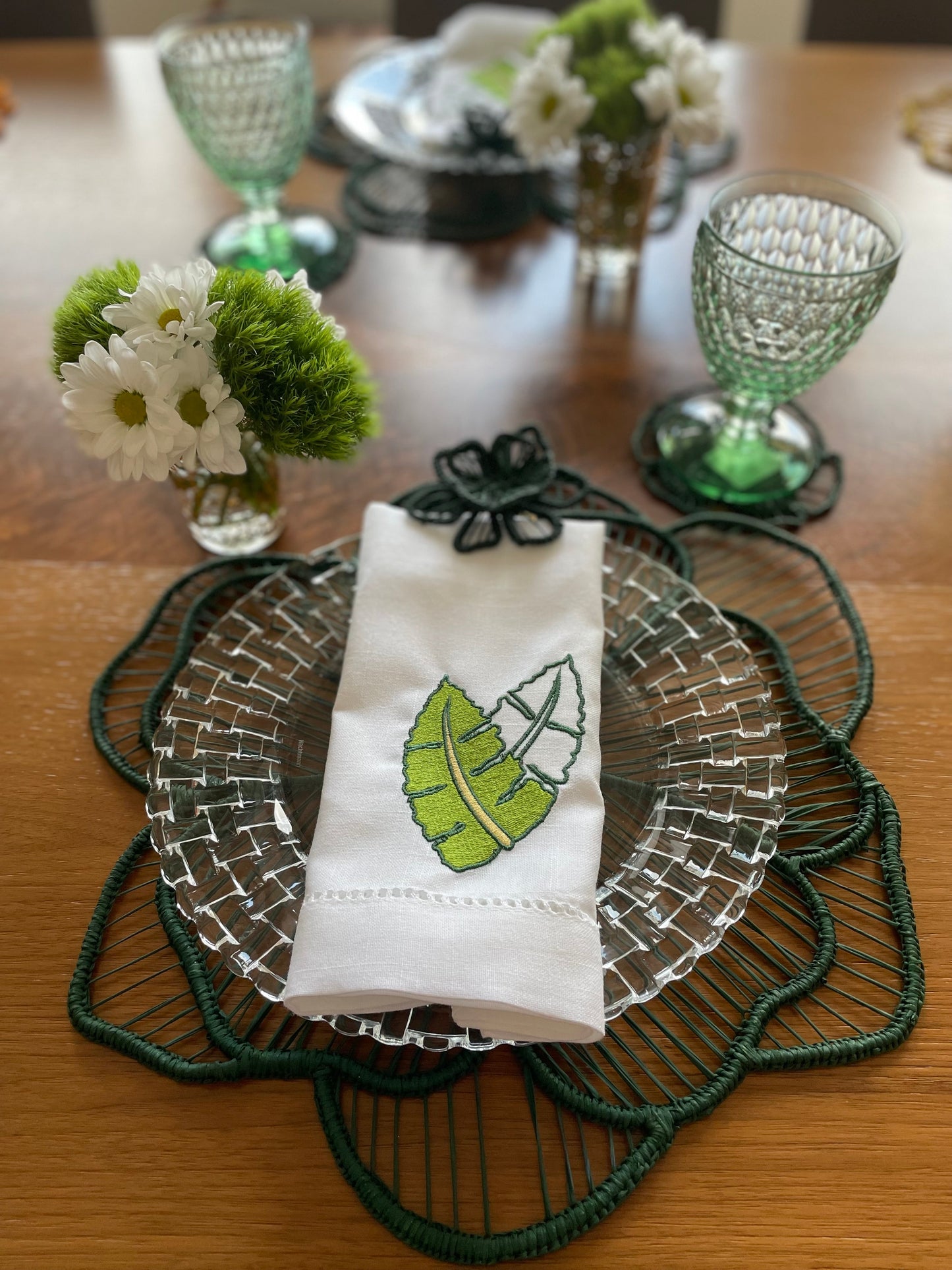 Artisan Green Flower Napkin Ring