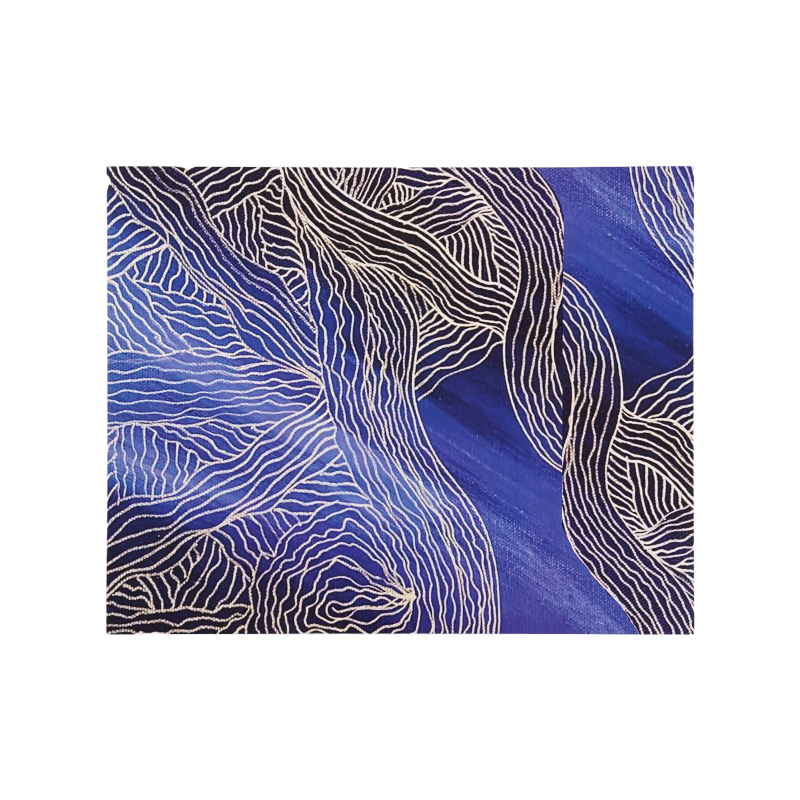 Blue and Gold Abstract Gloss Paper Placemats