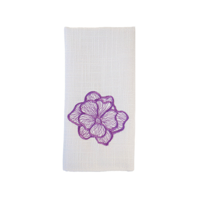 Purple Flower Embroidered Napkins