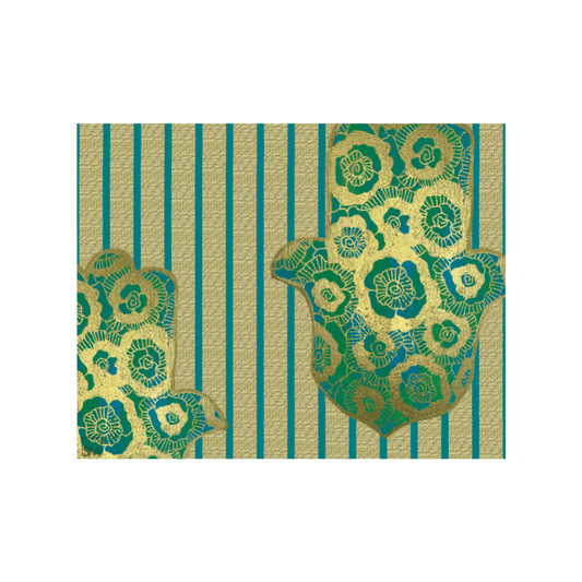 Green Hamsa Gloss Paper Placemats